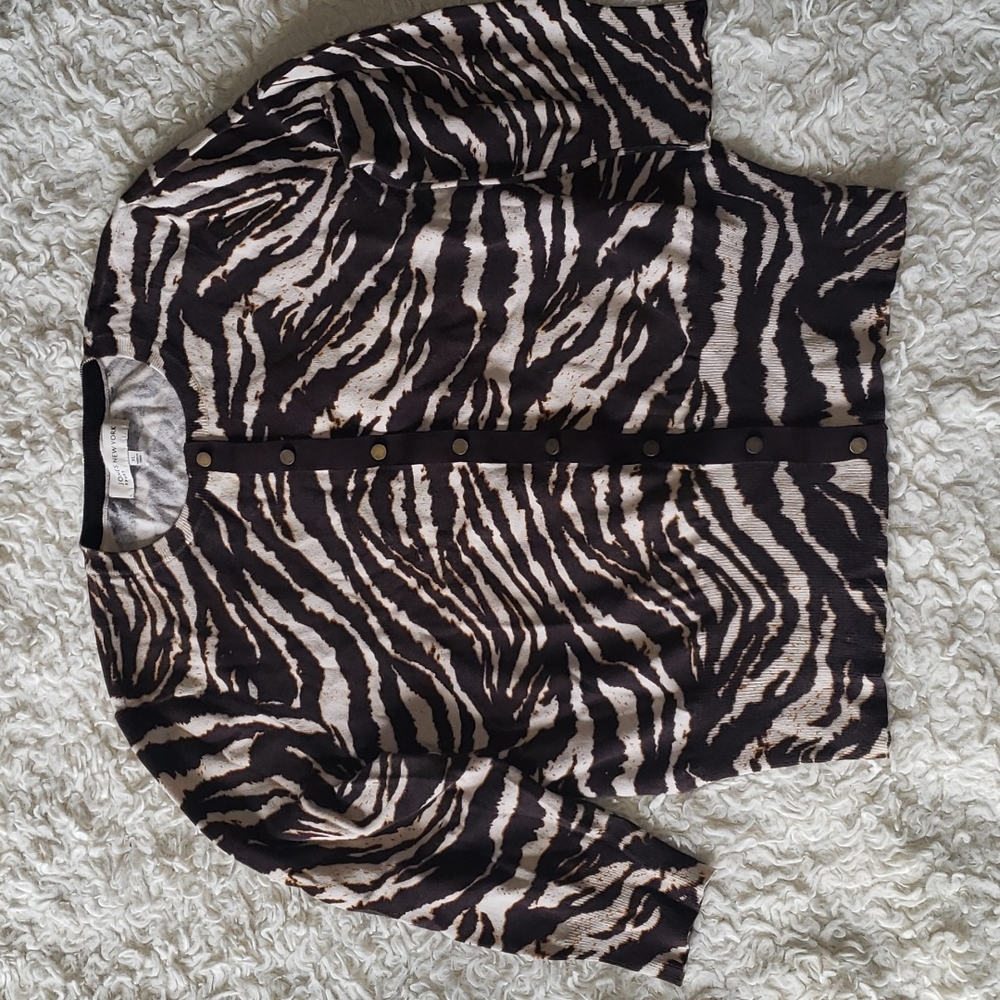 Jones New York Sport Brown Cream Zebra Print 3/4 Sleeve XL - Picture 8 of 8